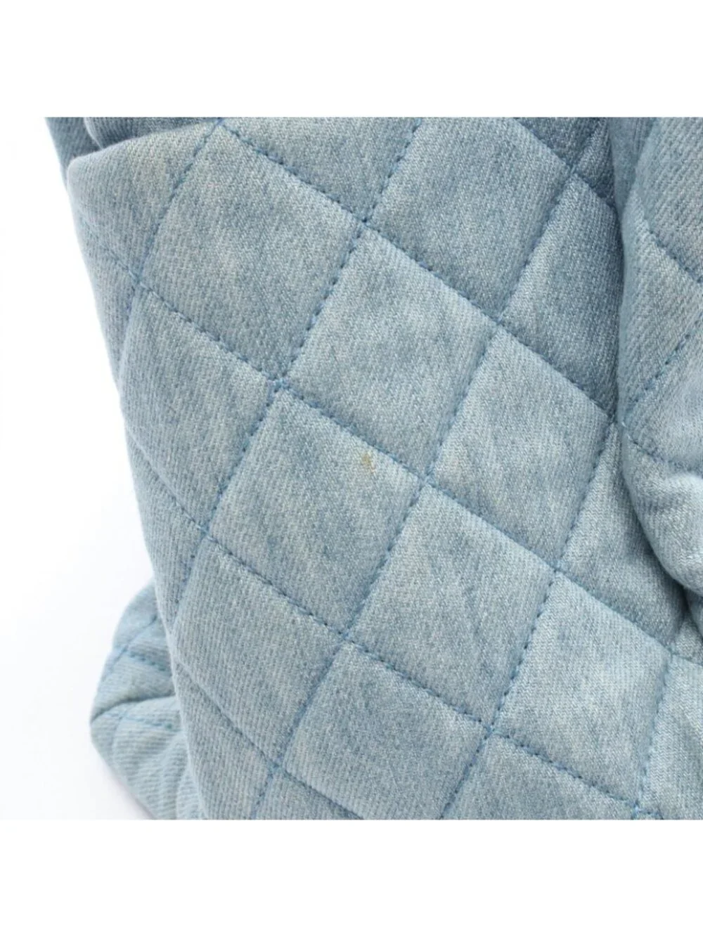 Chanel Shoulder Bag Quilted Drawstring Denim Blue